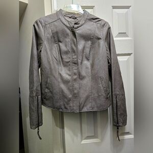 Kaari Blue Faux gray leather jacket